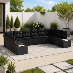 Garden Sofa Set 10 Piece Outdoor Sectional Poly Rattan Modular Lounge with