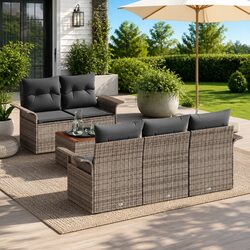 Stylish Modular Garden Sofa Set 6 Pcs in Grey