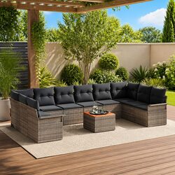 Versatile 11-Piece Modular Garden Sofa Set in Grey