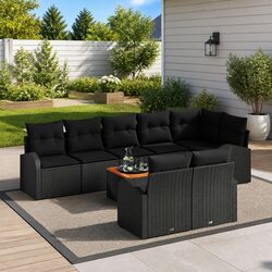 Black Poly 9 Piece Outdoor Modular Sofa Set for Gardens