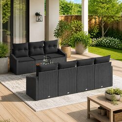 Stylish Black Poly Rattan Sofa Set for Outdoor Living