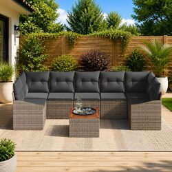 Outdoor 8-Piece Modular Garden Sofa Set in Grey