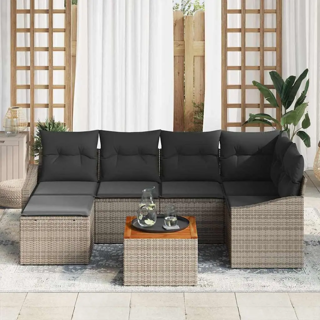 Garden Sofa Set 7 Piece Modular Outdoor Furniture Weather Resistant Grey