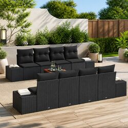 Flexible 9-Piece Modular Outdoor Sofa Set in Black