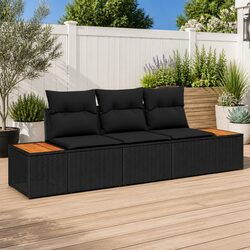 Outdoor Lounge Furniture: Black Poly Rattan Sofa Set