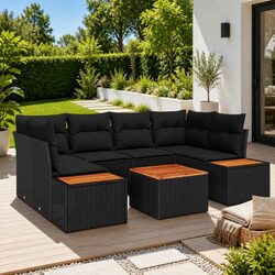 Elevate Your Outdoor Space with 6-Piece Black Sofa Set