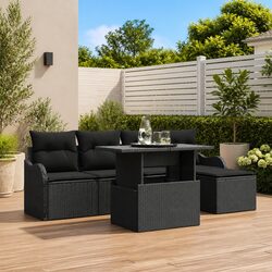 Enhance Your Outdoor Space with a 6-Piece Black Rattan Set
