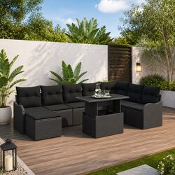 Elevate Your Outdoor Living with This 9-Piece Sofa Set in Black