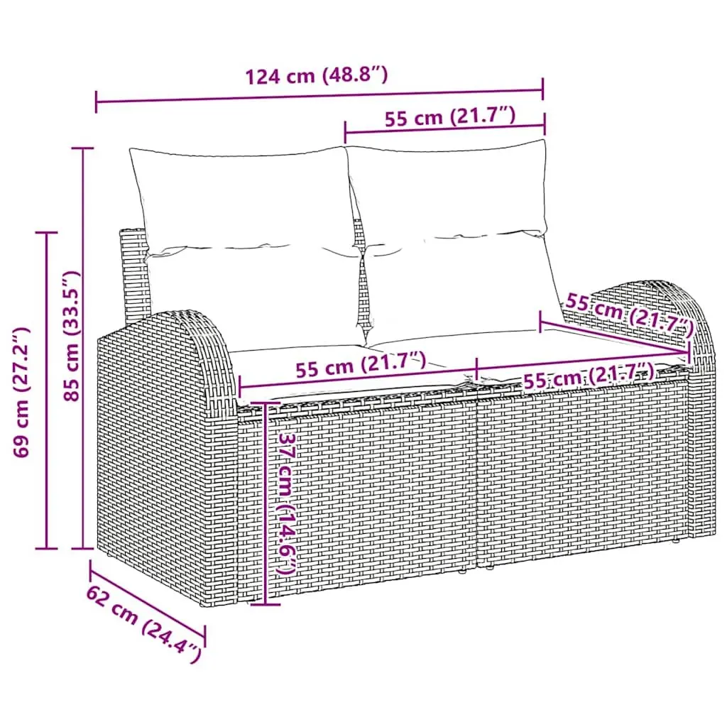 Outdoor Garden Sofa Set 10 Piece Modular Black Poly Rattan with Storage Cushions