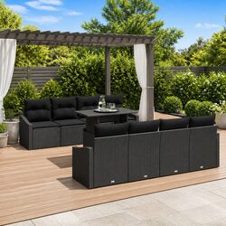 Transform Your Outdoors with 7-Piece Black Garden Sofa Set