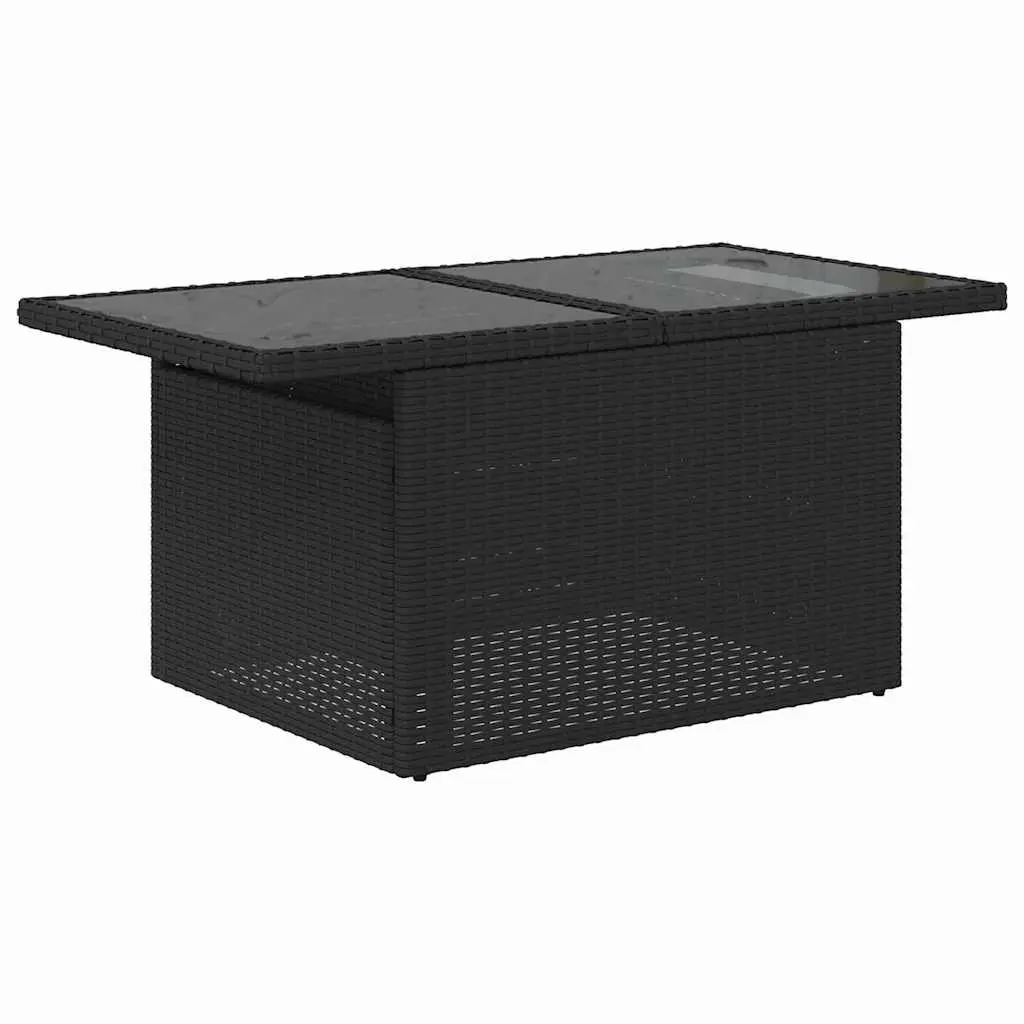 Modular Outdoor Garden Sofa Set 6 Pieces Black Poly Rattan Weather Resistant Furniture