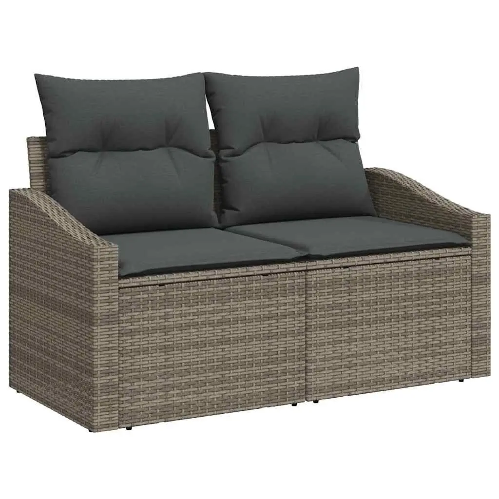 Outdoor Garden Sofa Set 7 Pcs Grey Poly Rattan Modular Furniture Cushions Table