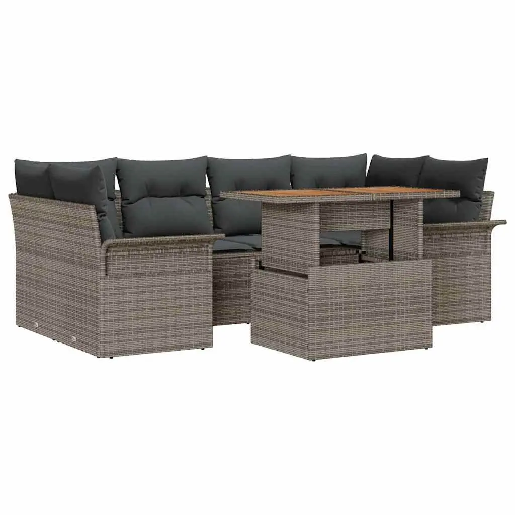 Outdoor Sofa Set 7 pcs Garden Furniture with Storage Cushion Modular Grey