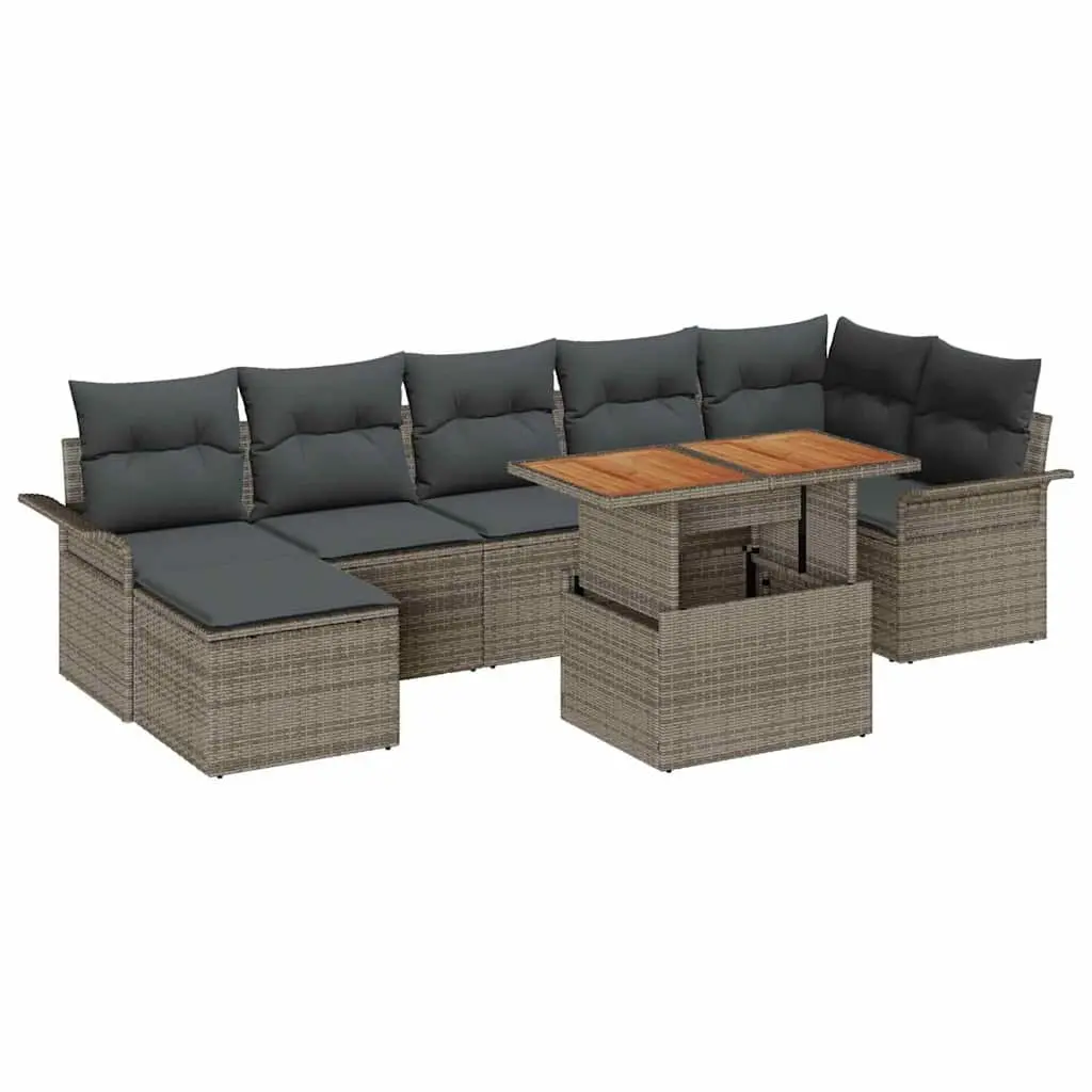 Garden Sofa Set Modular Outdoor Seating 8 Piece Grey Poly Rattan Patio Furniture