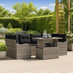 Elegant Outdoor Sofa Set: 7 Pieces in Grey
