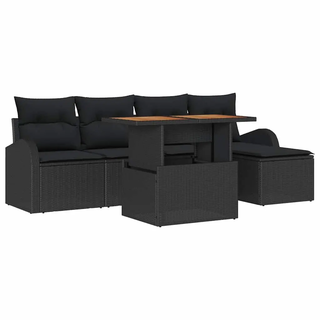 Outdoor Garden Sofa Set 6 Piece Armchairs Centre Seats Footstool with Cushions