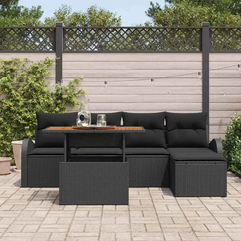 Outdoor Garden Sofa Set 6 Piece Armchairs Centre Seats Footstool with Cushions