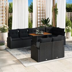 Garden Sofa Set 9 Piece Outdoor Seating Patio Furniture Black with Cushions