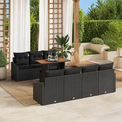 Black Outdoor Sofa Set - 8 Pieces of Modern Lounge Furniture