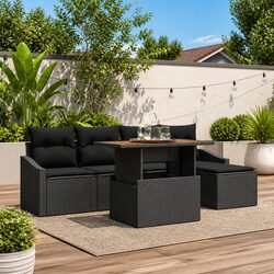 Outdoor Garden Sofa Set 6 Piece Modular Rattan Lounge Seating with Storage
