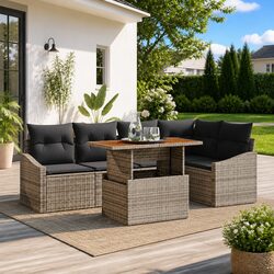 Elevate Your Space with This Grey 6-Piece Garden Sofa Set