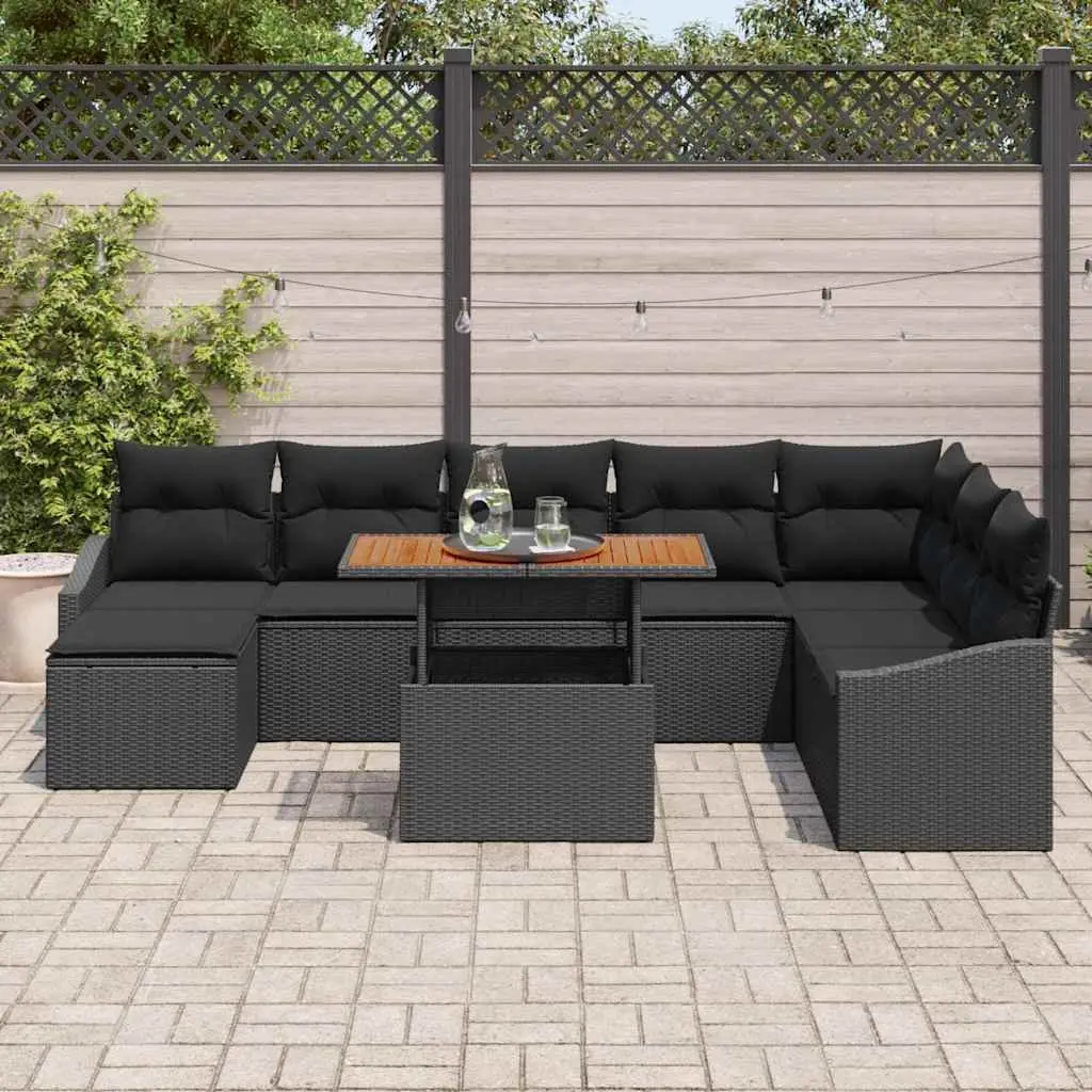 Modular Outdoor Garden Sofa Set 9 Pieces Rattan Patio Seating with Storage