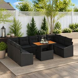 Stylish 10-Piece Patio Furniture Set - Black & Brown