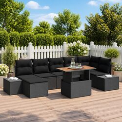 Outdoor 8-Piece Sofa Set in Black Rattan - Enhance Your Space