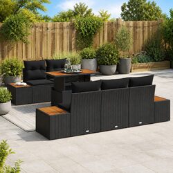 Outdoor Garden Sofa Set 6 Piece Black Poly Rattan Modular Patio Furniture