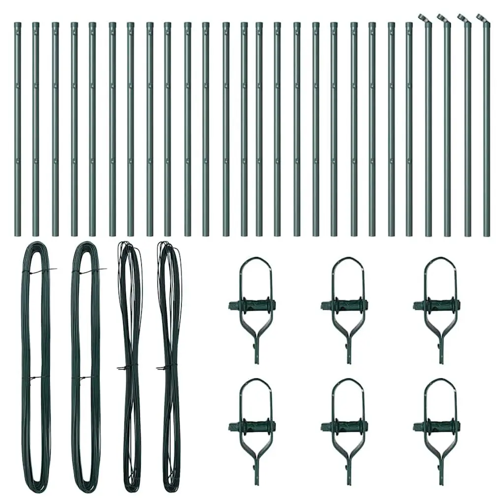 Fence Post 26 Piece Green Powder-Coated Steel Garden Boundary Marker Outdoor