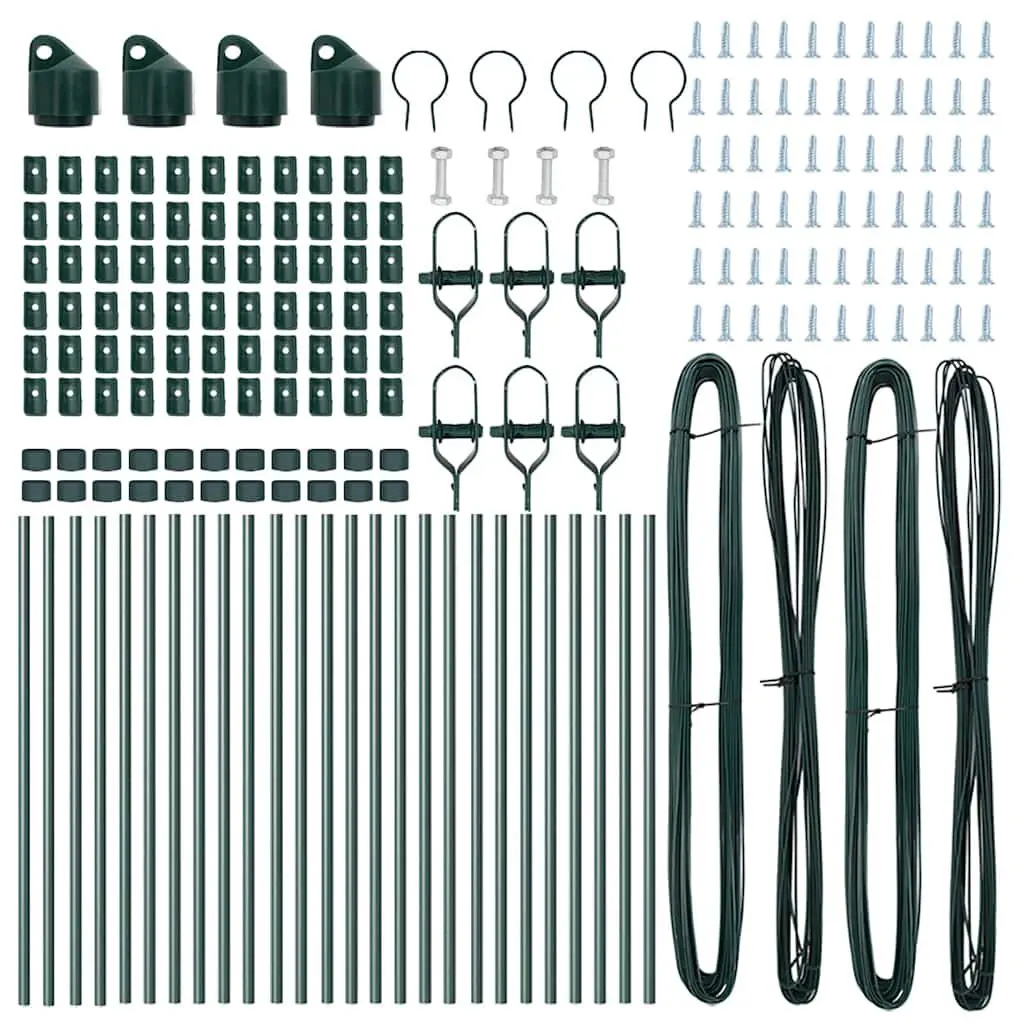Fence Post 26 Piece Green Powder-Coated Steel Garden Boundary Marker Outdoor