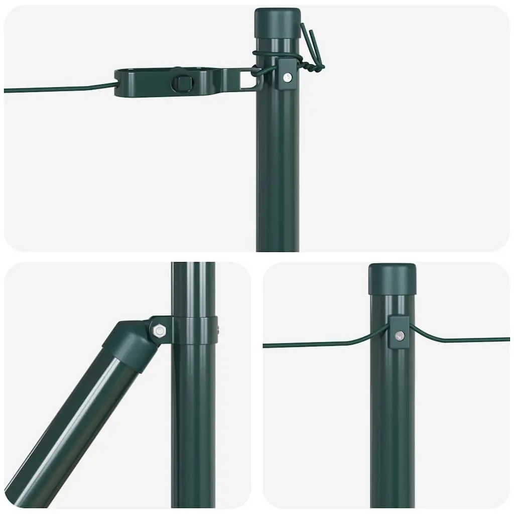 Fence Post 26 Piece Green Powder-Coated Steel Garden Boundary Marker Outdoor