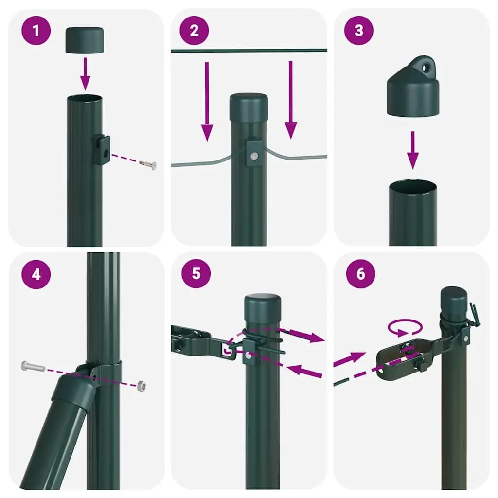 Garden Barrier Posts Green Durable Powder-Coated Steel 26 Pieces Weather Resistant Outdoor Fencing System