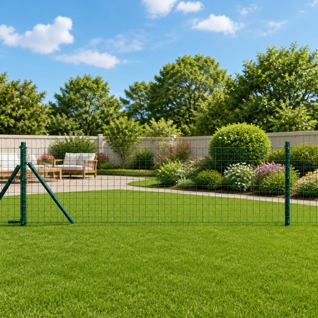Fence Posts 52 Pack Embedded Steel Green Powder-Coated Garden Barriers Outdoor