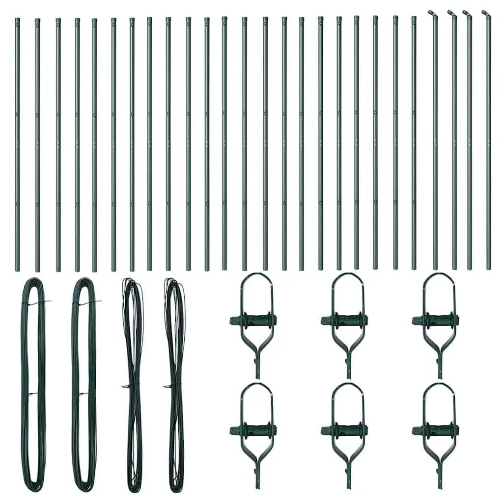 Embedded Fence Post 26 Piece Green Steel Garden Barrier Outdoor Boundary Marker