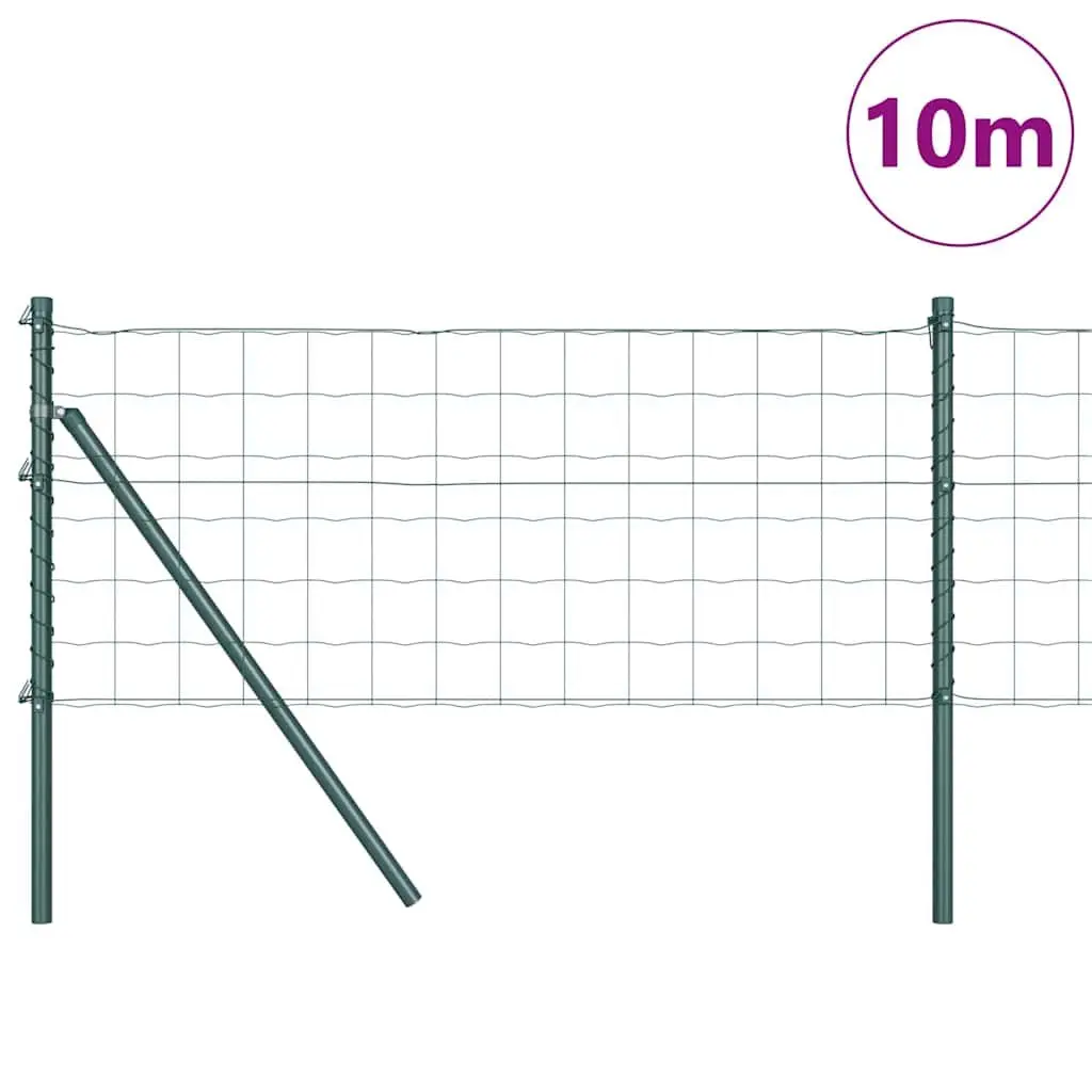 Fence Panel Set 10 x 0.8m PVC-Coated Steel Mesh Green Weather Resistant Outdoor Garden Barrier