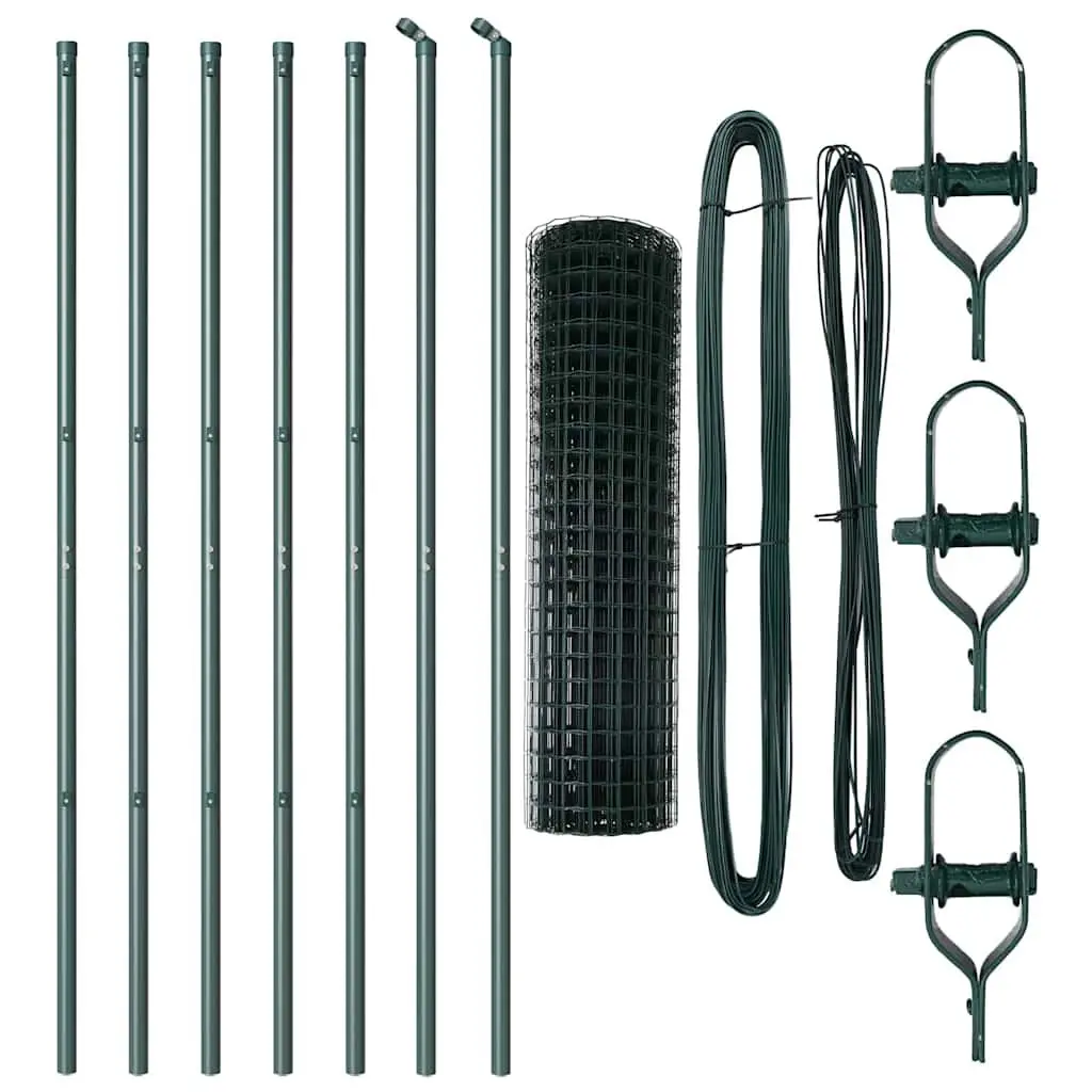 Outdoor Fence Panel 10 x 1 m Green Mesh PVC-Coated Steel Weather Resistant Ground Fix Barrier Enclosure