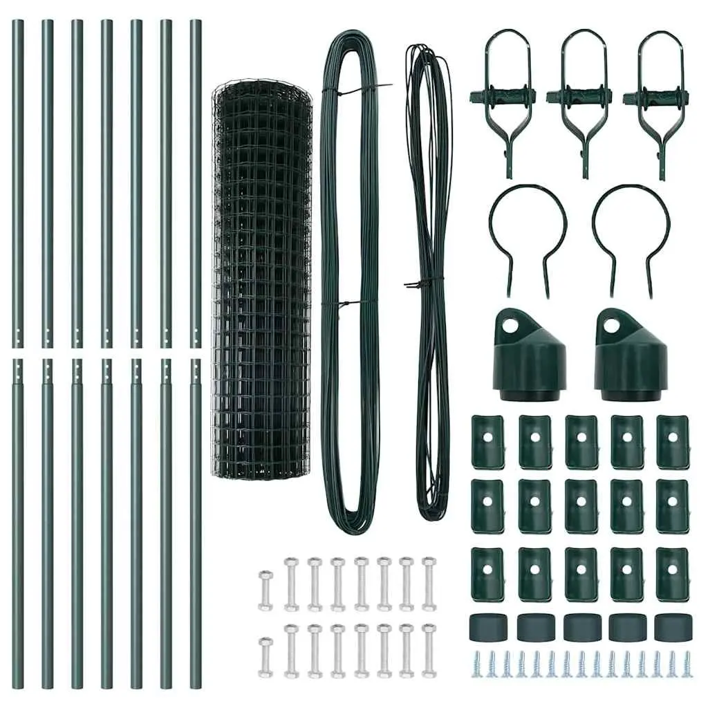 Outdoor Fence Panel 10 x 1 m Green Mesh PVC-Coated Steel Weather Resistant Ground Fix Barrier Enclosure