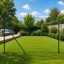 Welded Wire Fence Panel 10 x 1.5 m PVC-Coated Steel Green Outdoor Garden Barrier