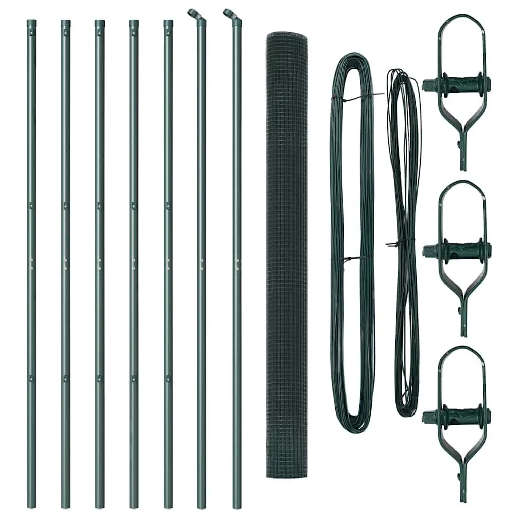 Welded Wire Fence Panel 10 x 1.5 m PVC-Coated Steel Green Weather-Resistant Outdoor Garden Barrier