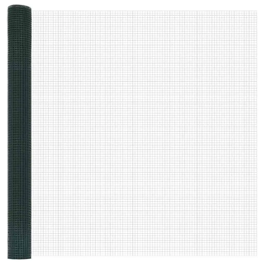 Welded Wire Fence Panel 10 x 1.5 m PVC-Coated Steel Green Weather-Resistant Outdoor Garden Barrier
