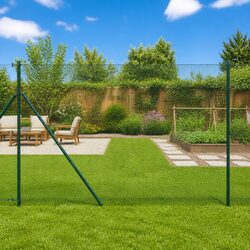 Welded Wire Fence Panel 25 x 1.5 m PVC-Coated Steel Green Garden Barrier