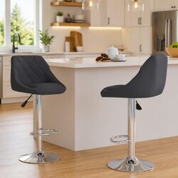 Enhance Your Space with Grey Velvet Bar Stools - Set of 2