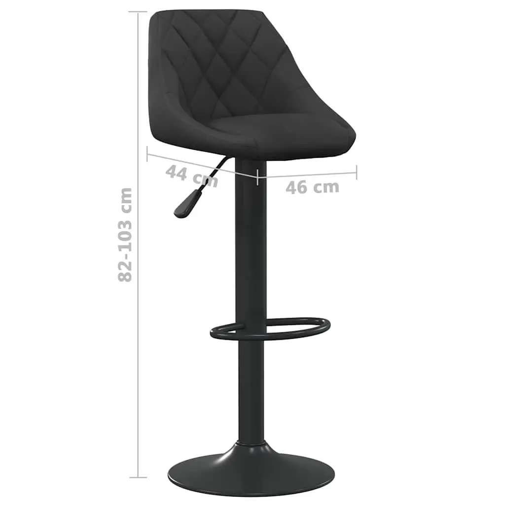 Bar Stool Black Velvet Swivel Height Adjustable with Footrest