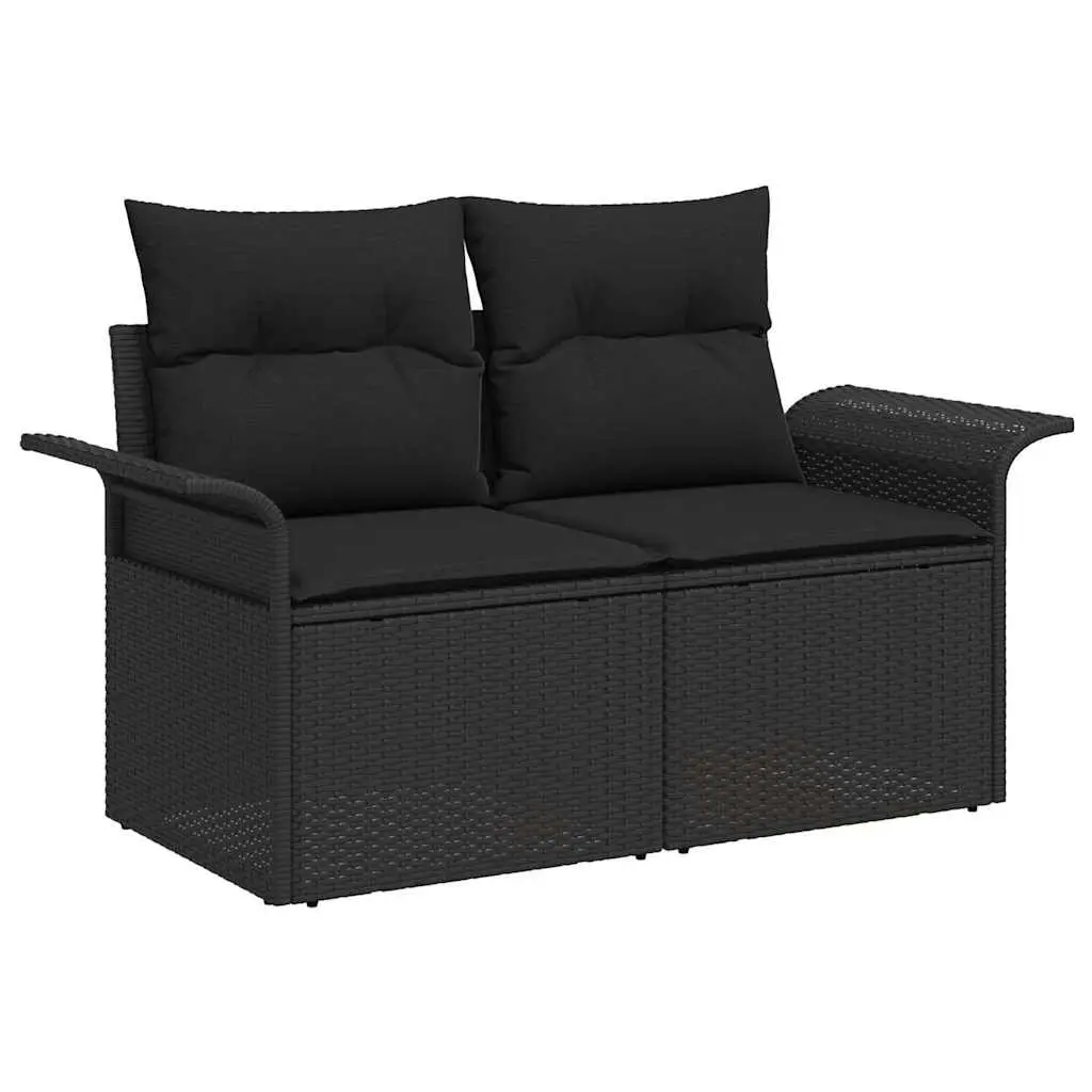Modular Garden Sofa Set 6 Pieces Black Poly Rattan Outdoor Furniture Flexible Configuration