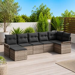Stylish 7-Piece Grey Outdoor Sofa Set for Gardens