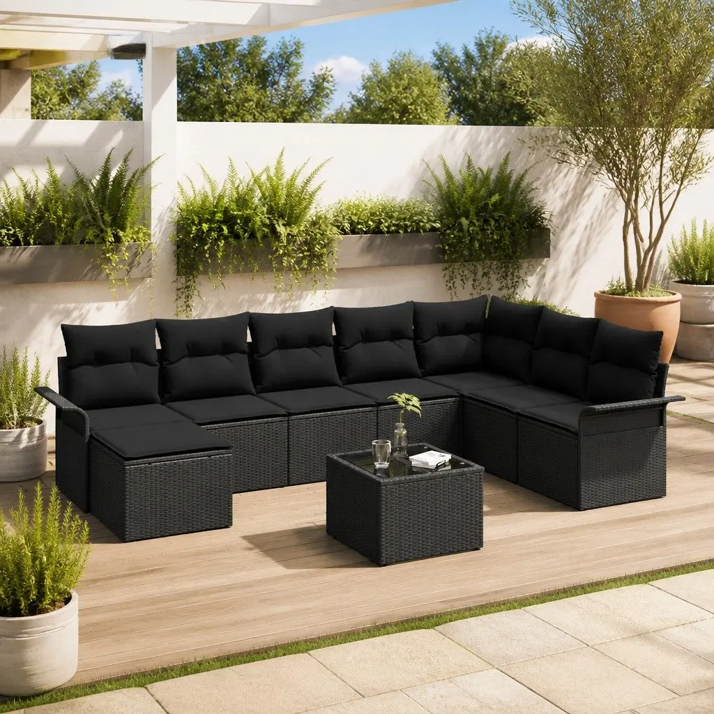 Modular Garden Sofa Set 9 Piece Outdoor Furniture Removable Cushions