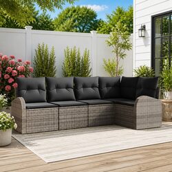 Modular Outdoor Sofa Set - 5 Pieces in Grey