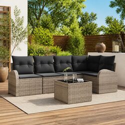 Stylish Grey Outdoor Sofa Set 6 Pieces for Relaxation