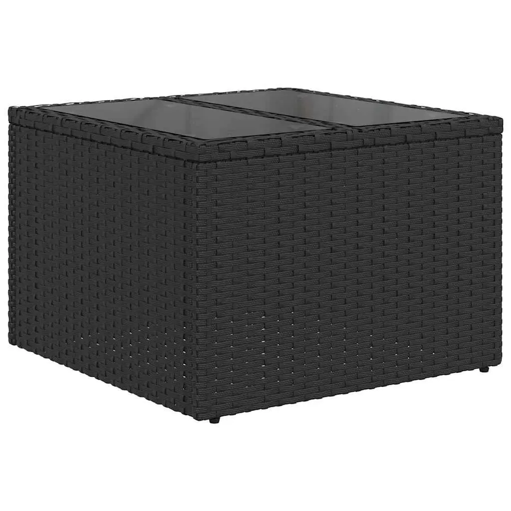 Outdoor Garden Sofa Set 9 Piece Modular Sectional with Cushions Black Poly Rattan